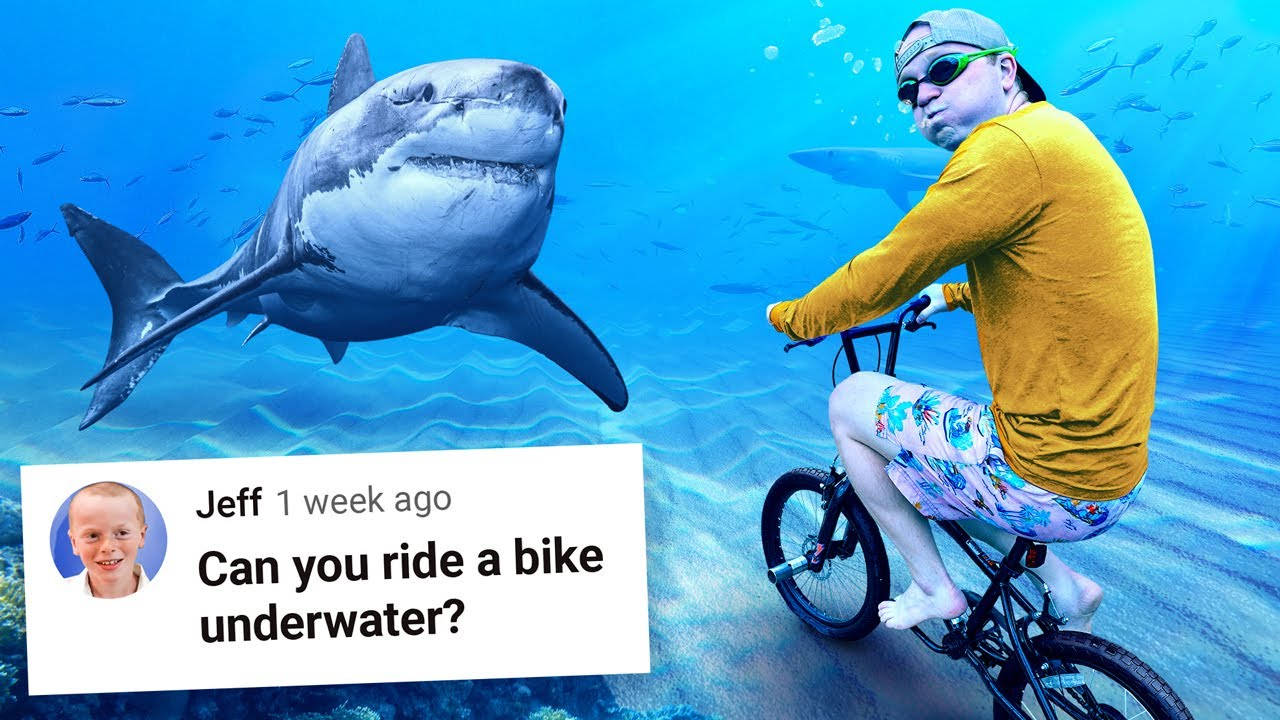 Youtuber Unspeakable Riding Bike Underwater Background