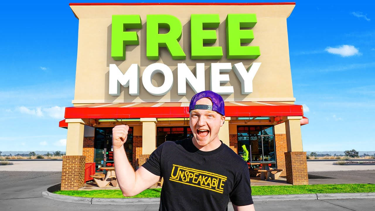 Youtuber Unspeakable With Free Money Store Background