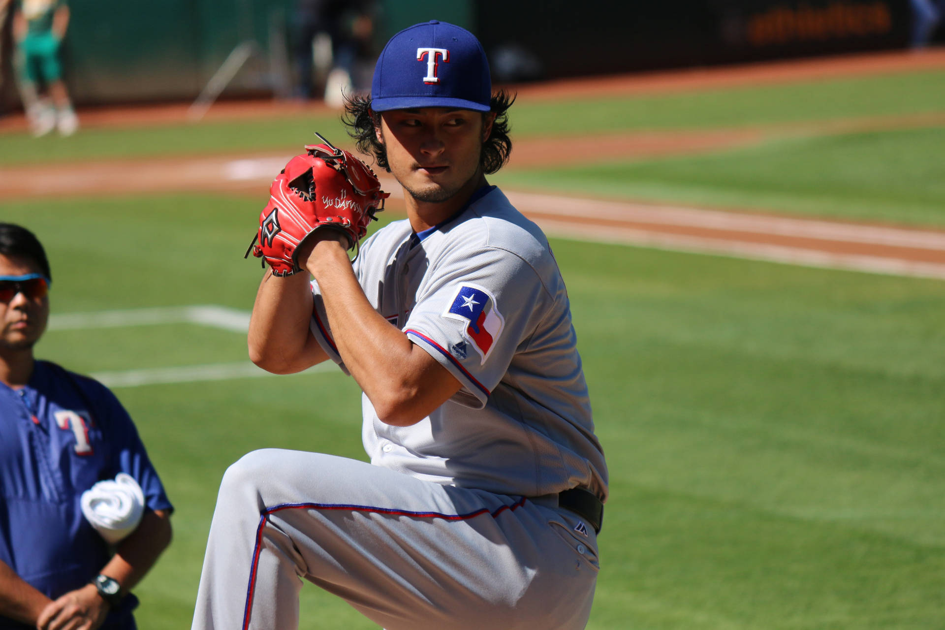 Yu Darvish With Texan Flag Background