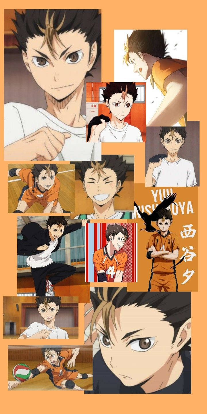 Yu Nishinoya Volleyball Star Collage Background