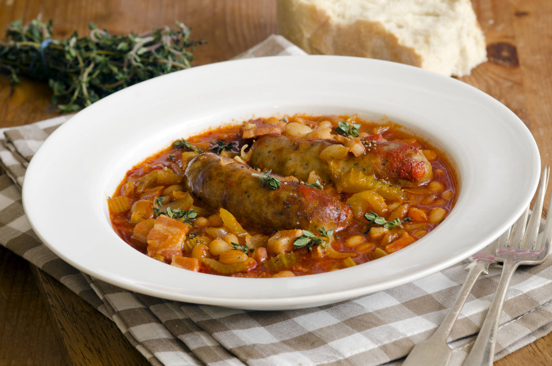 Yummy Barbecue Sausage Cassoulet French Dish Background