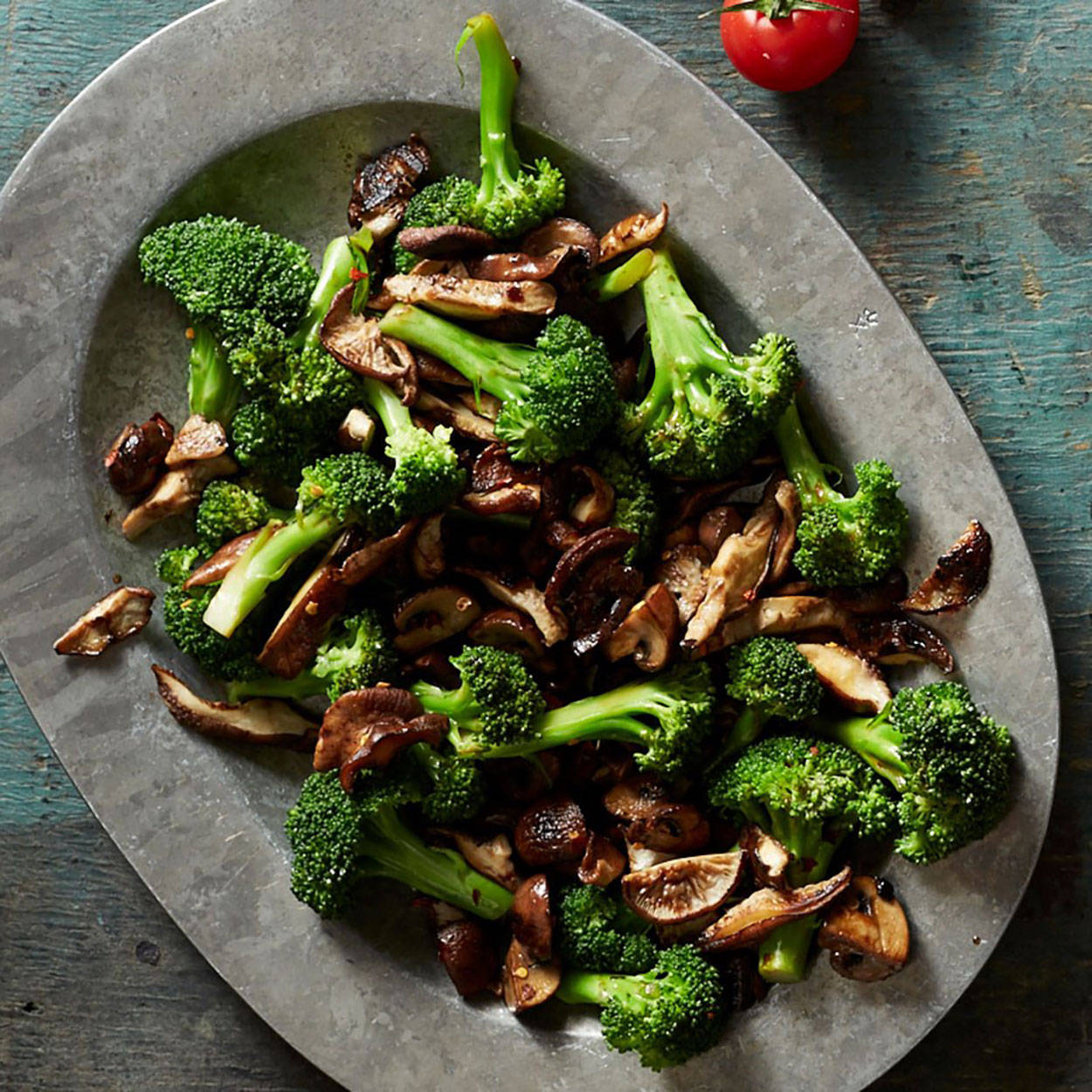 Yummy Broccoli With Mushrooms Background