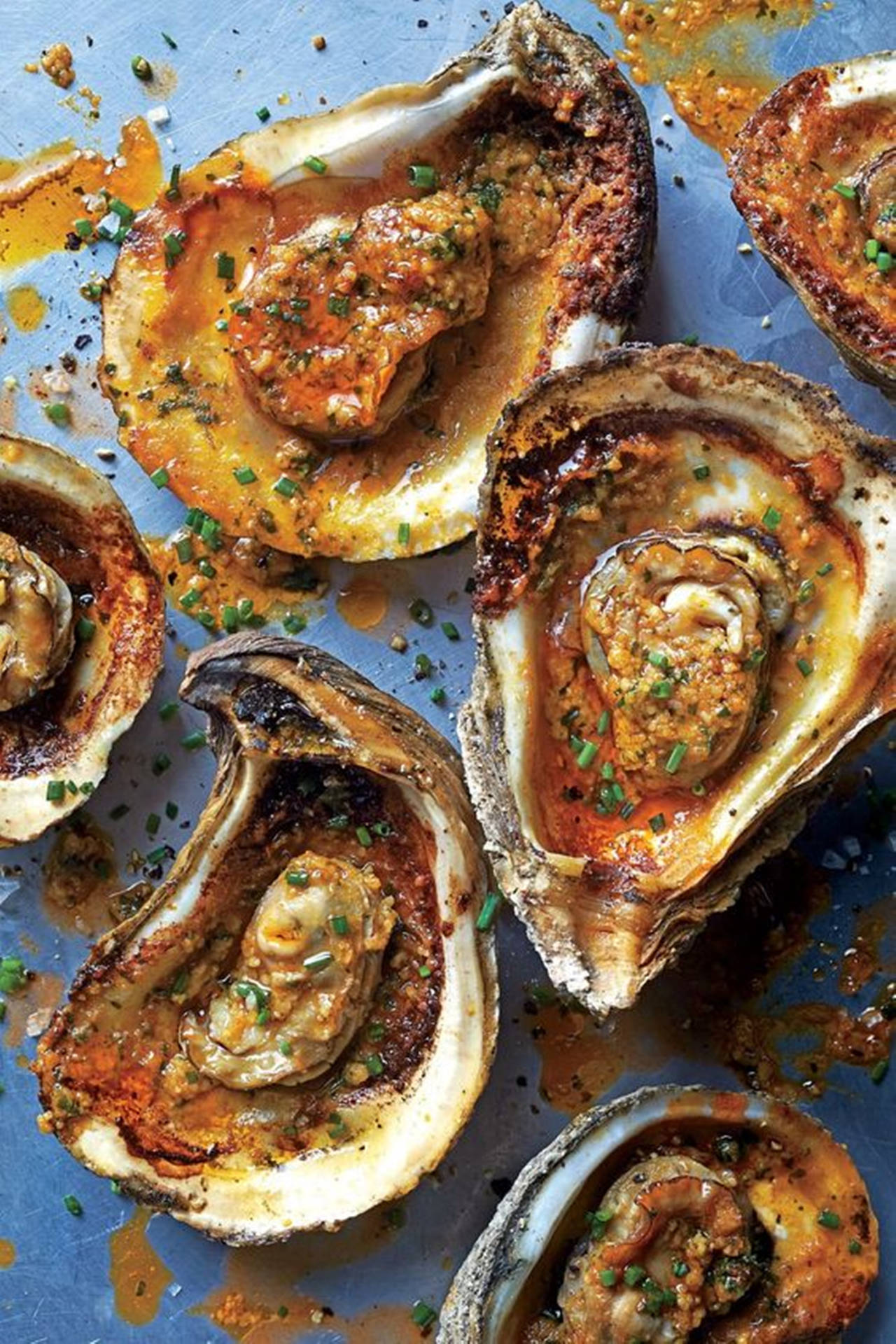 Yummy Grilled Oysters Background