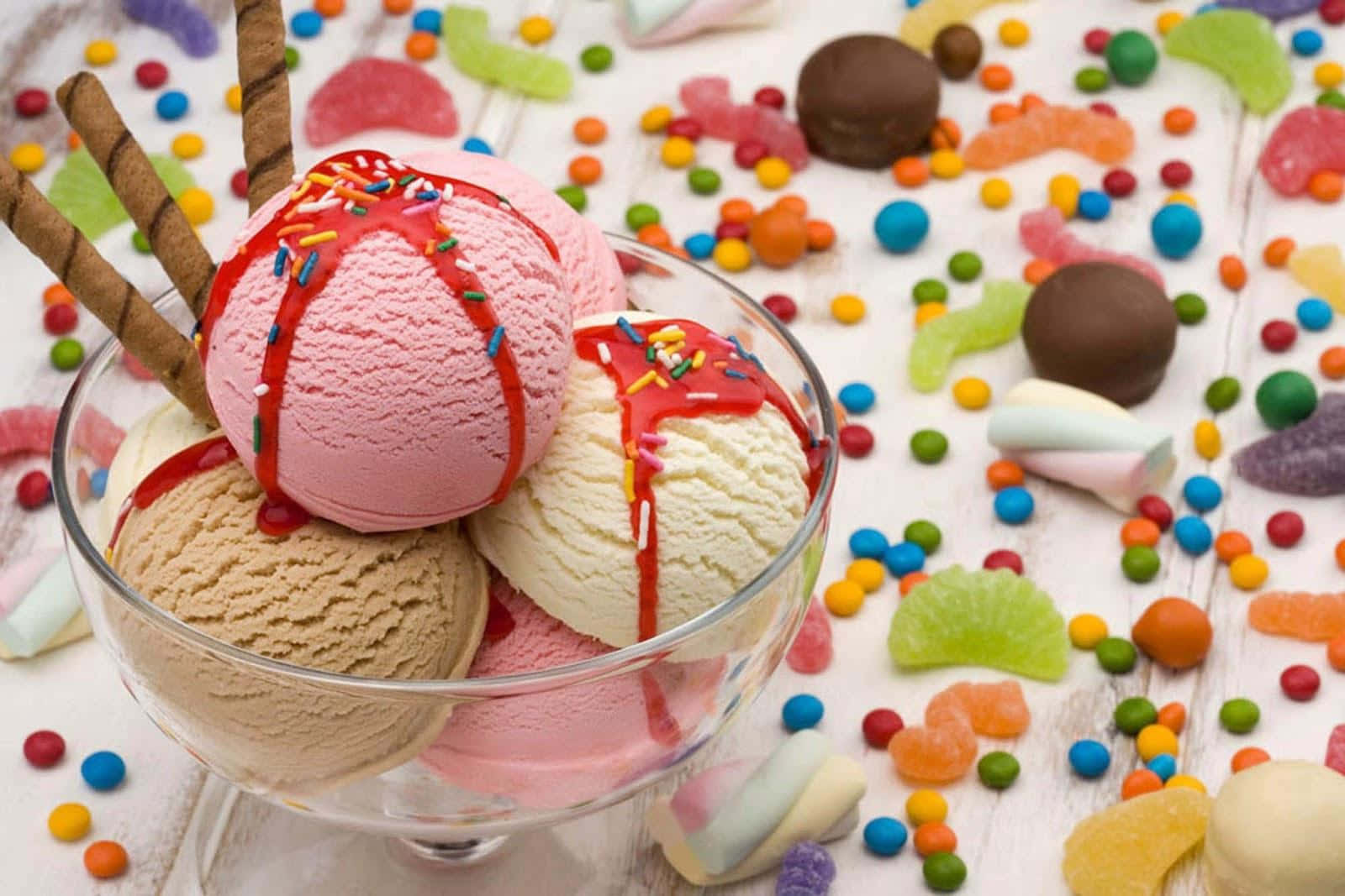 Yummy Ice Cream Parfait Background