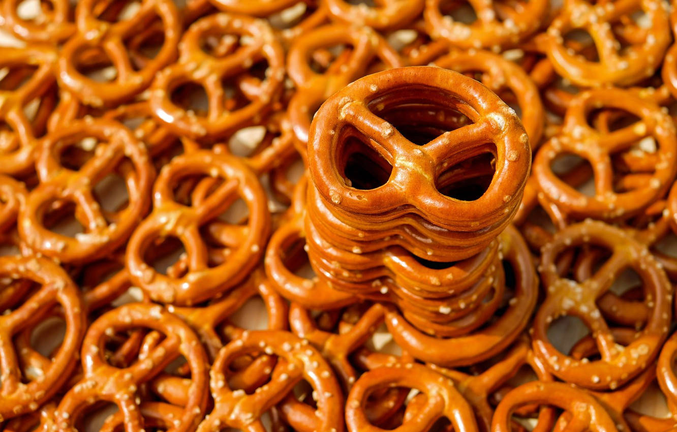 Yummy Pretzels Piled Up Background