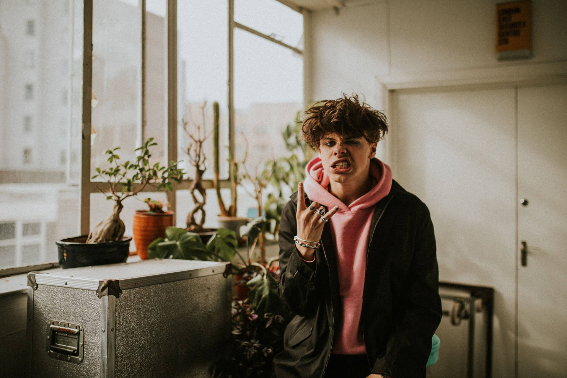 Yungblud Pink Hoodie Background