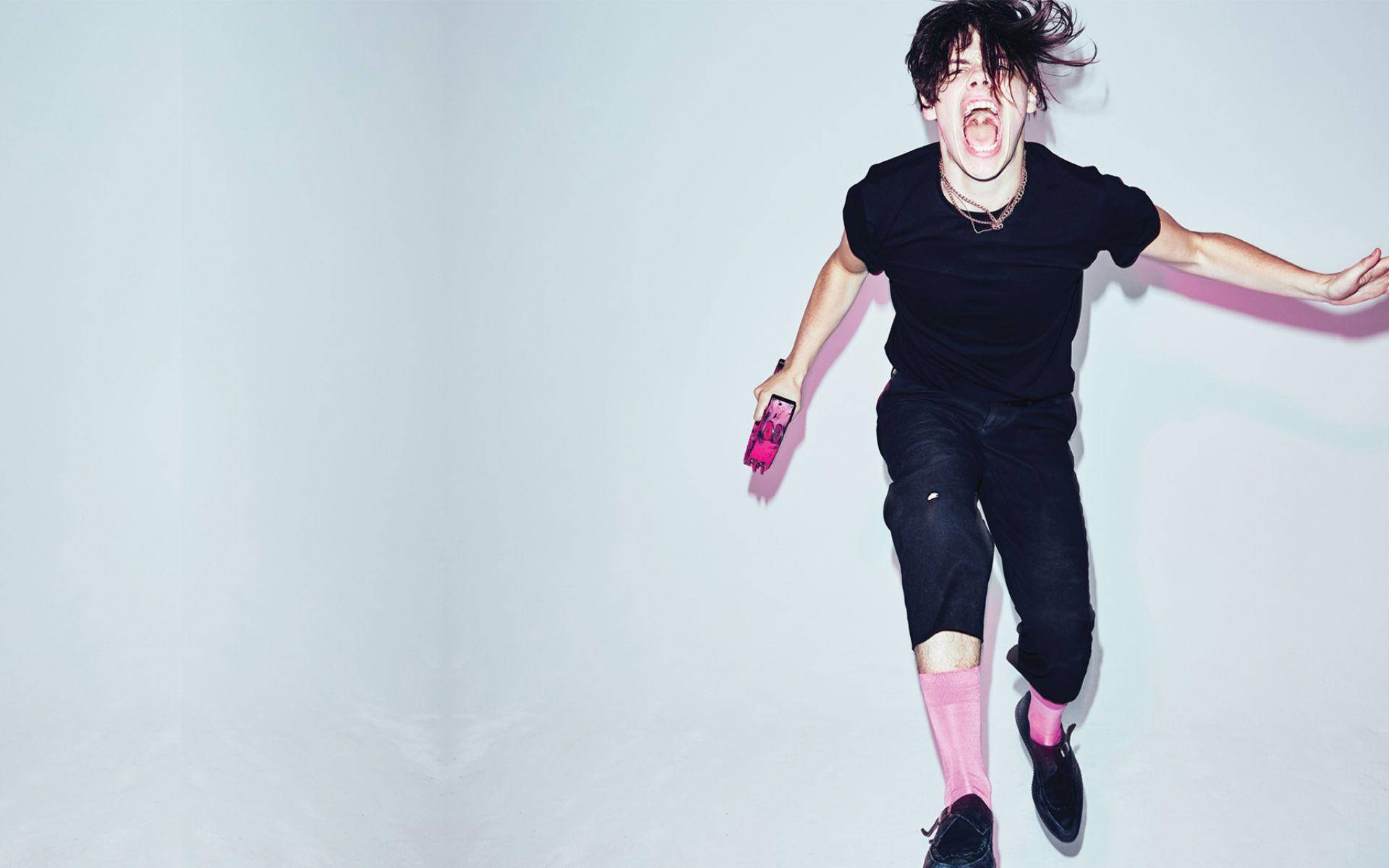 Yungblud Pink Socks Background