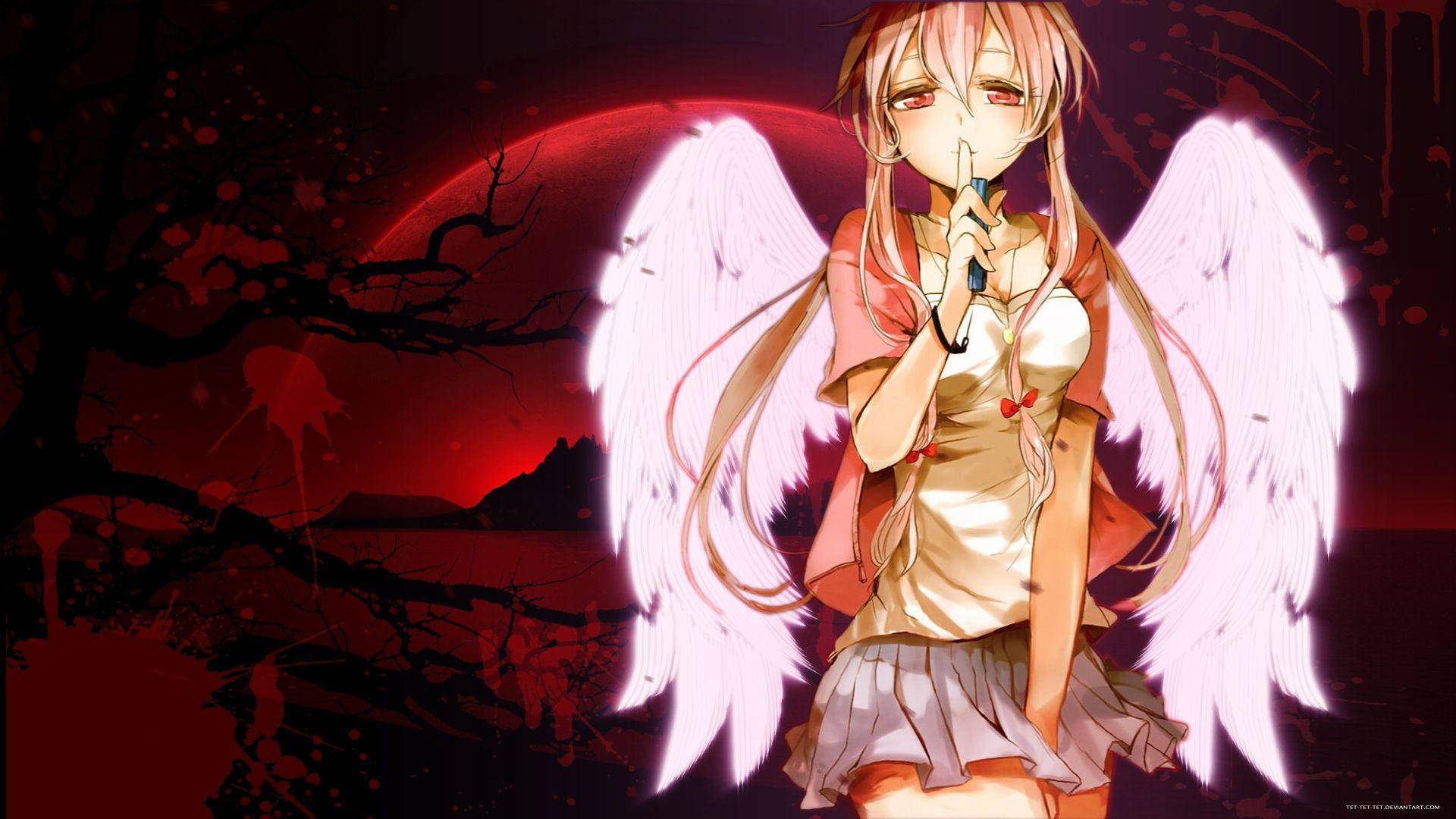 Yuno Gasai Angel Wings Background