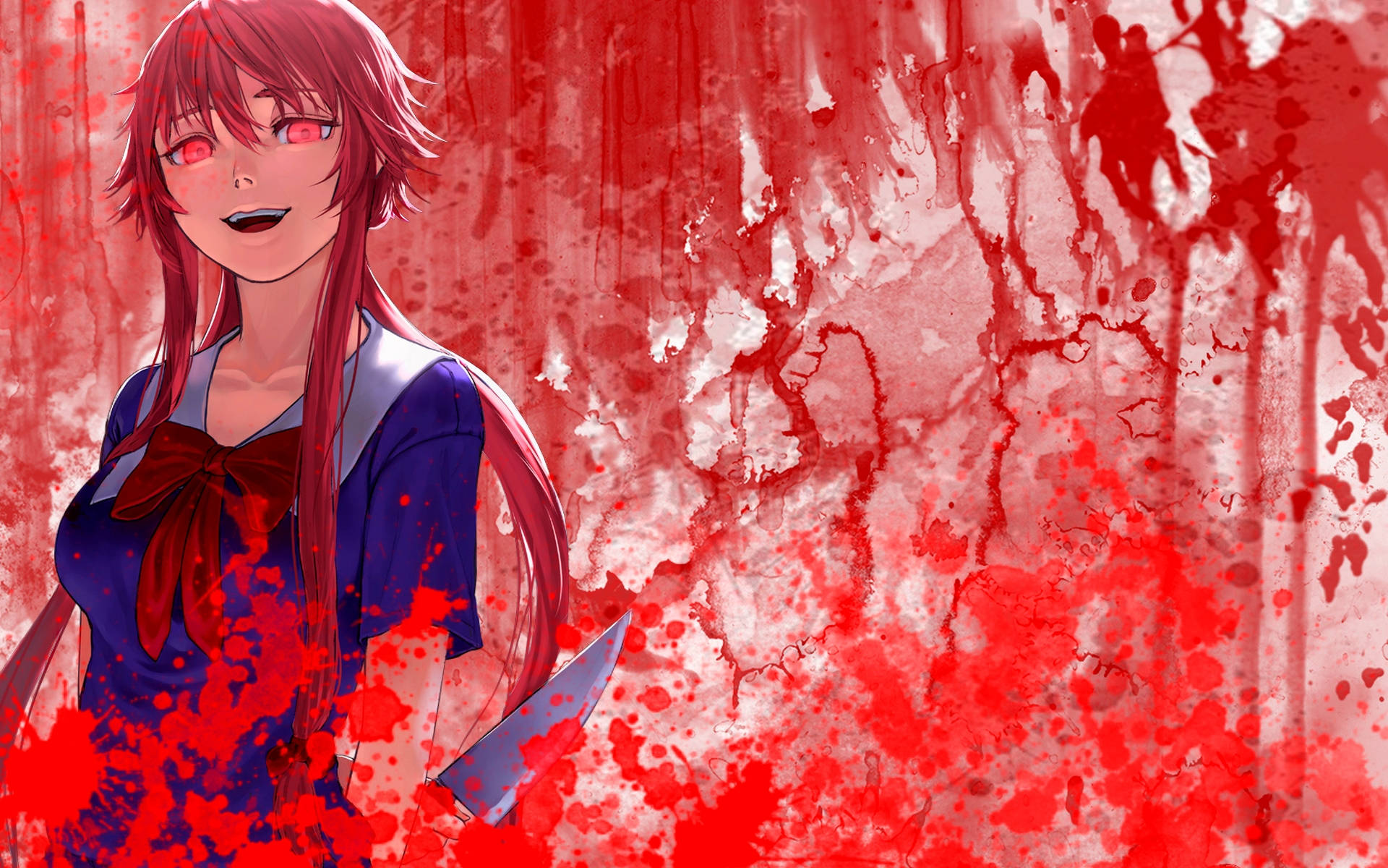 Yuno Gasai Blood Rain Background