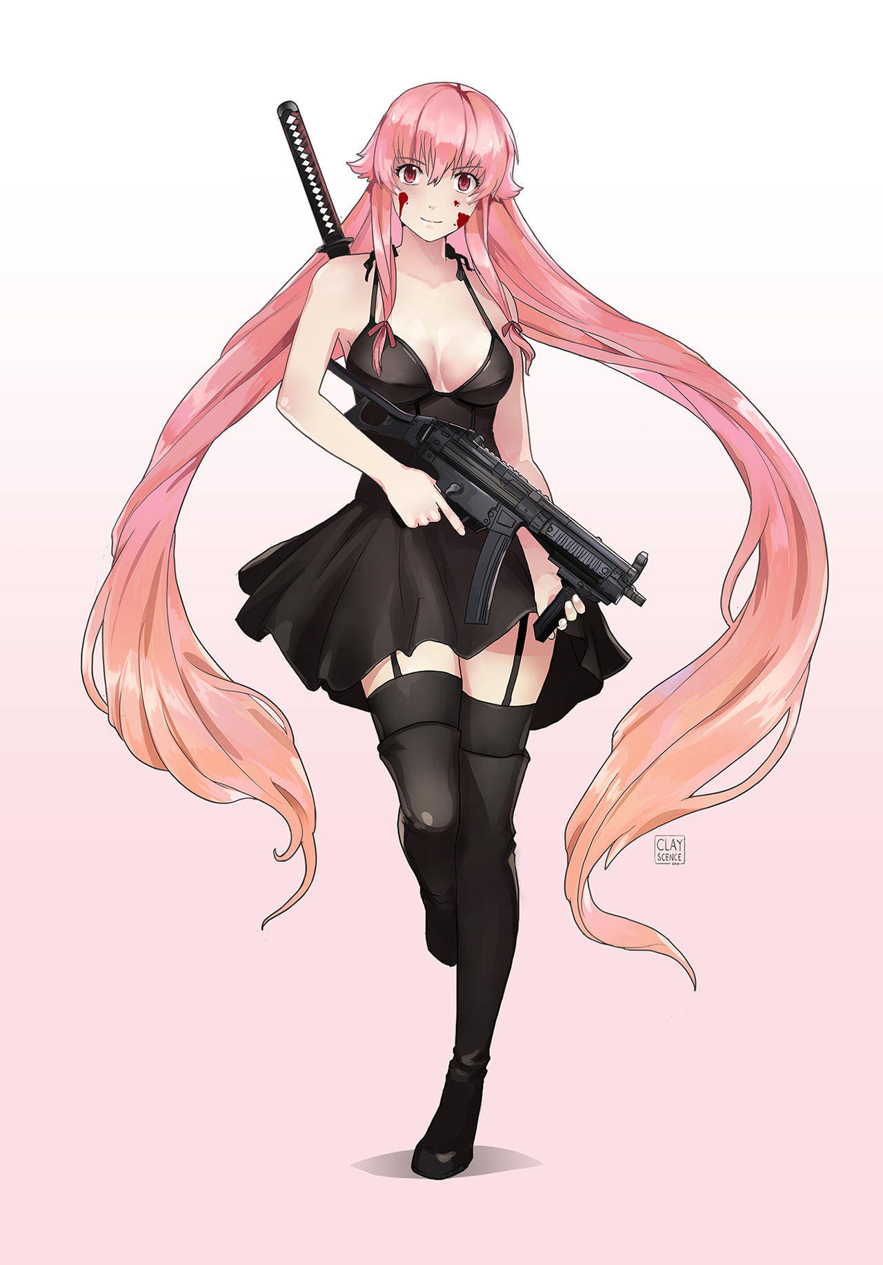 Yuno Gasai Fighting Dress Background