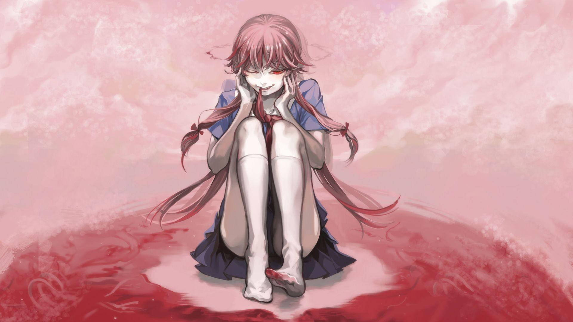 Yuno Gasai On The Ground Background