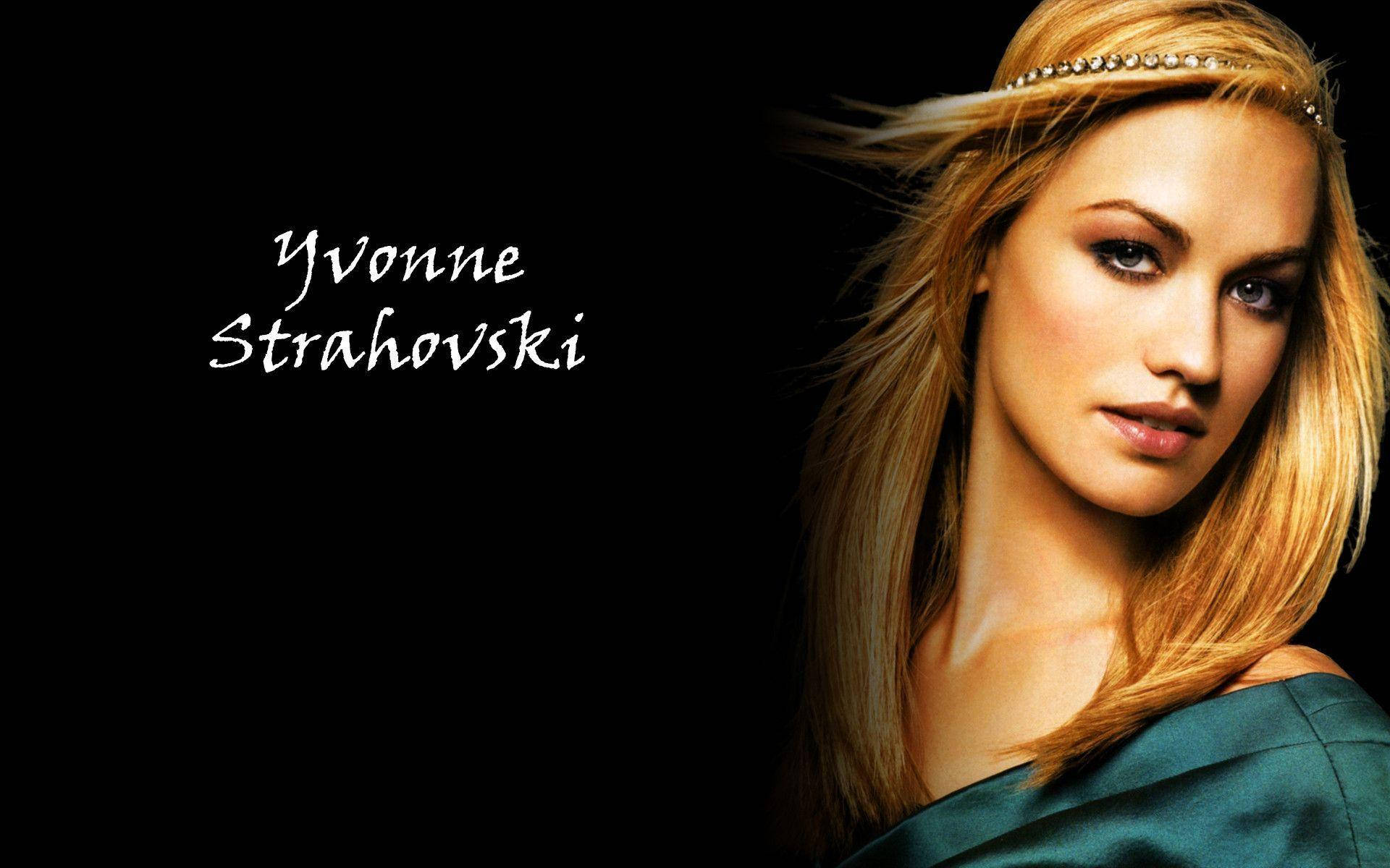 Yvonne Strahovski With Headband And Name Background