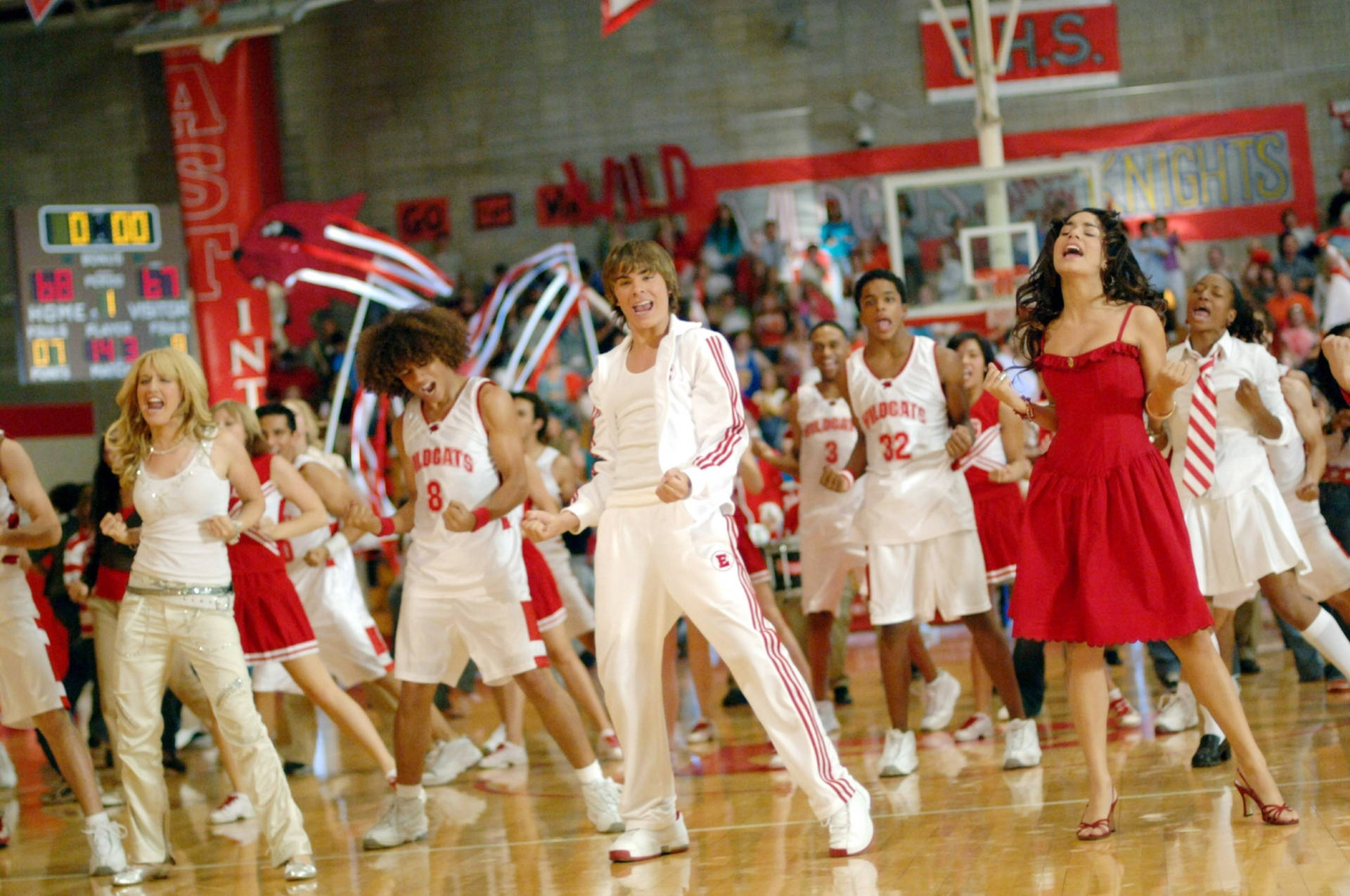 Zac Efron On The Set Of High School Musical Background