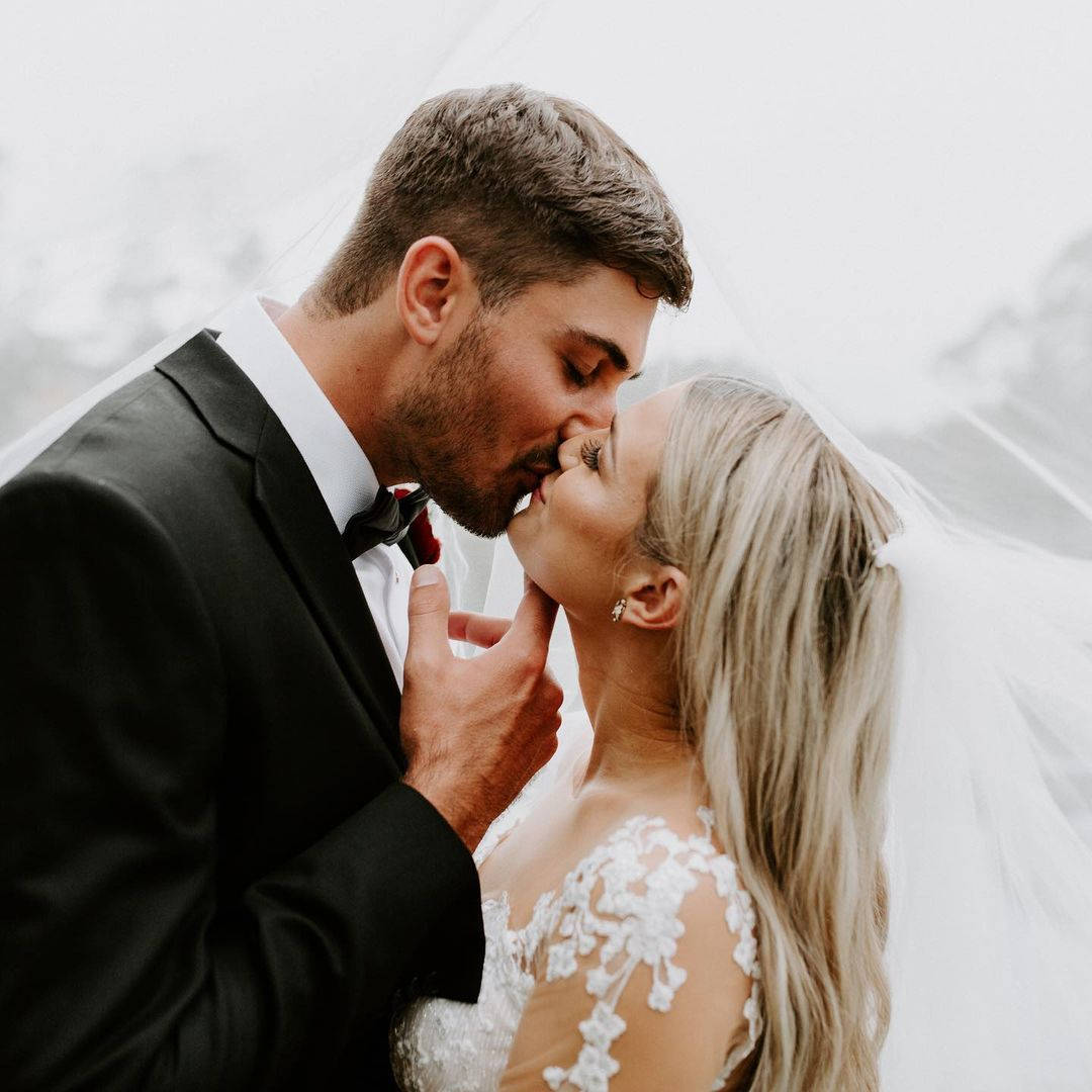 Zach Eflin And Wife Wedding Kiss