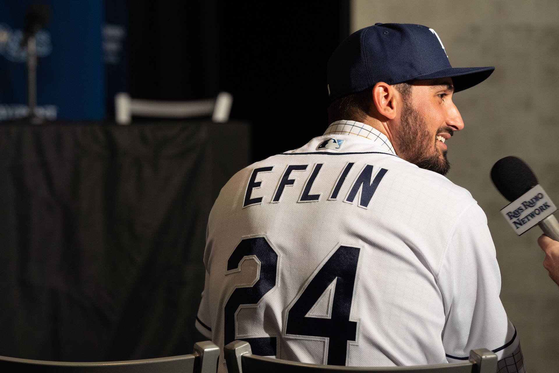 Zach Eflin Being Interviewed Background