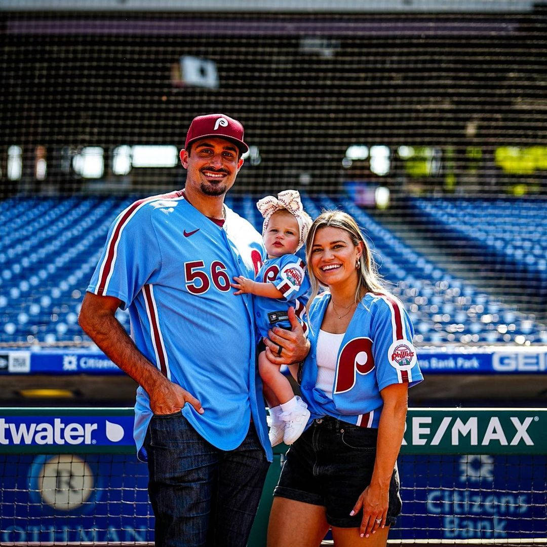 Zach Eflin Family In Phillies Jerseys Background