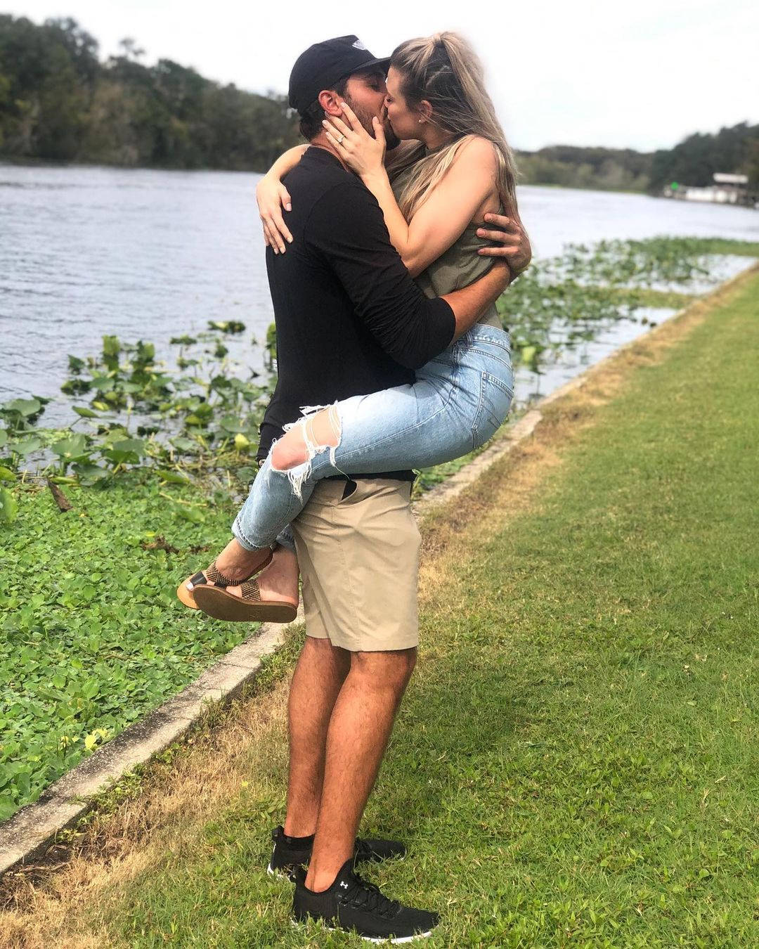 Zach Eflin Kissing Wife By Lake Background