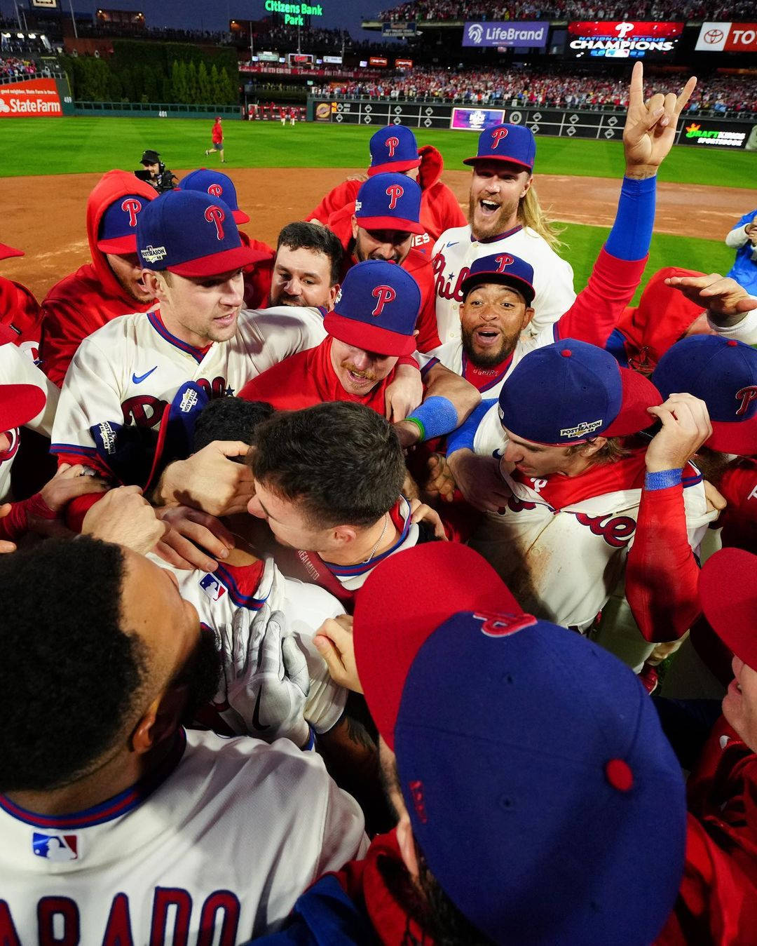 Zach Eflin Phillies Group Hug Portrait Background