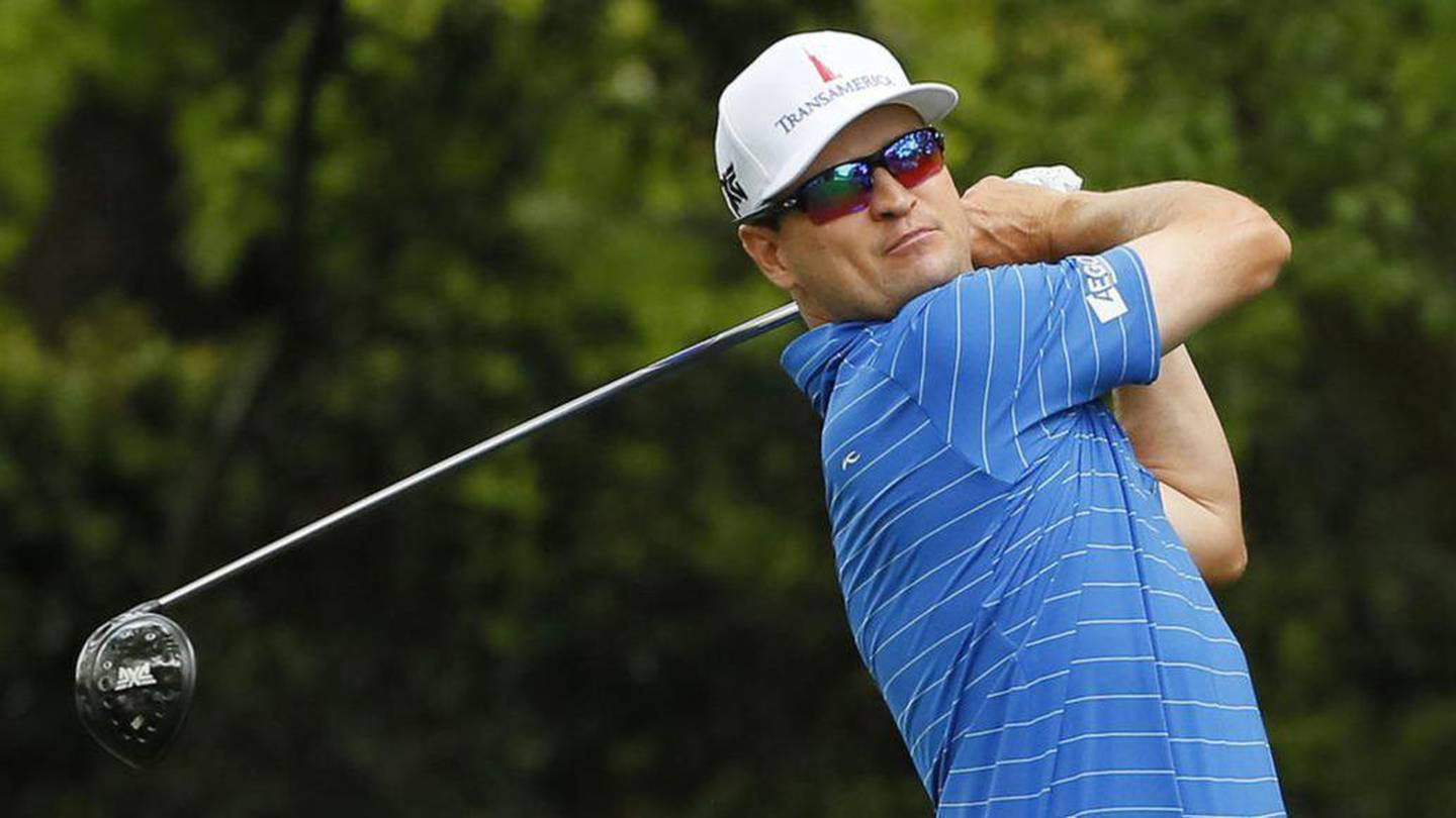 Zach Johnson Wearing Blue Polo Background