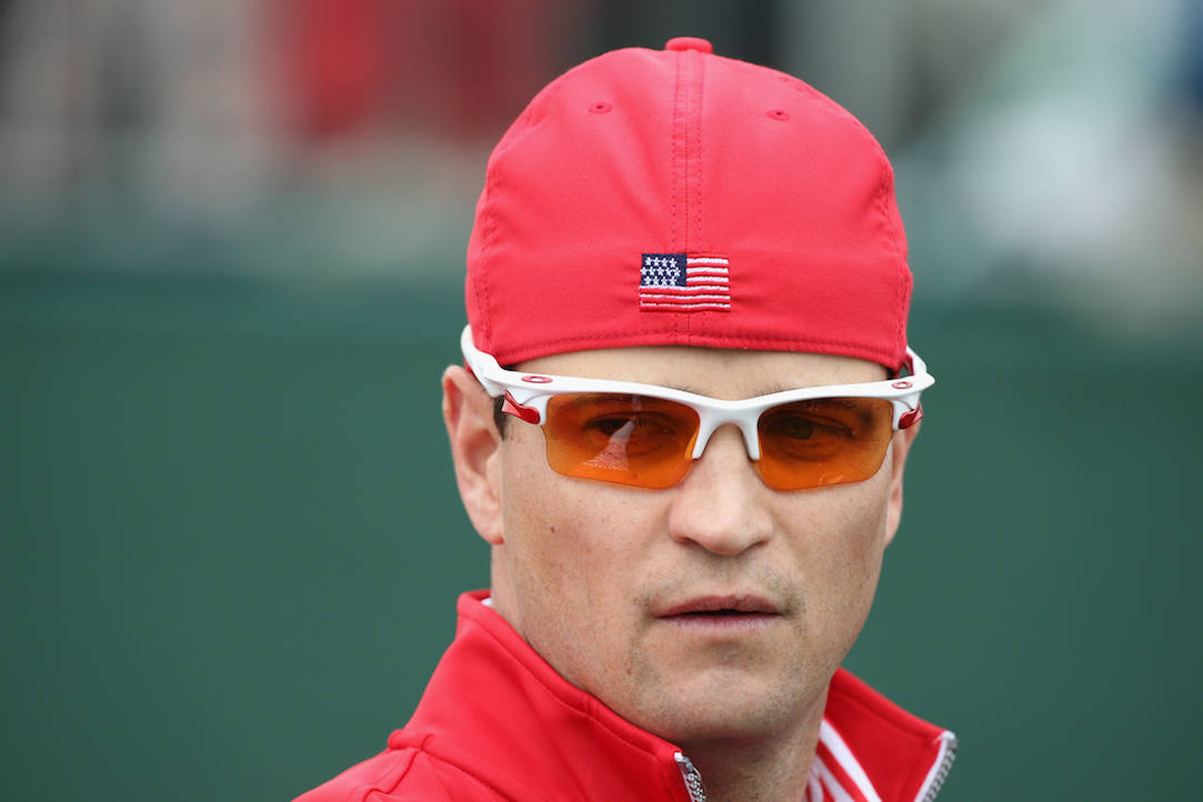 Zach Johnson Wearing Red Background