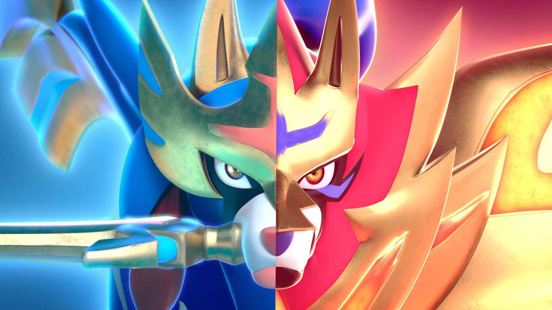 Zacian And Zamazenta Faces Side-by-side Background