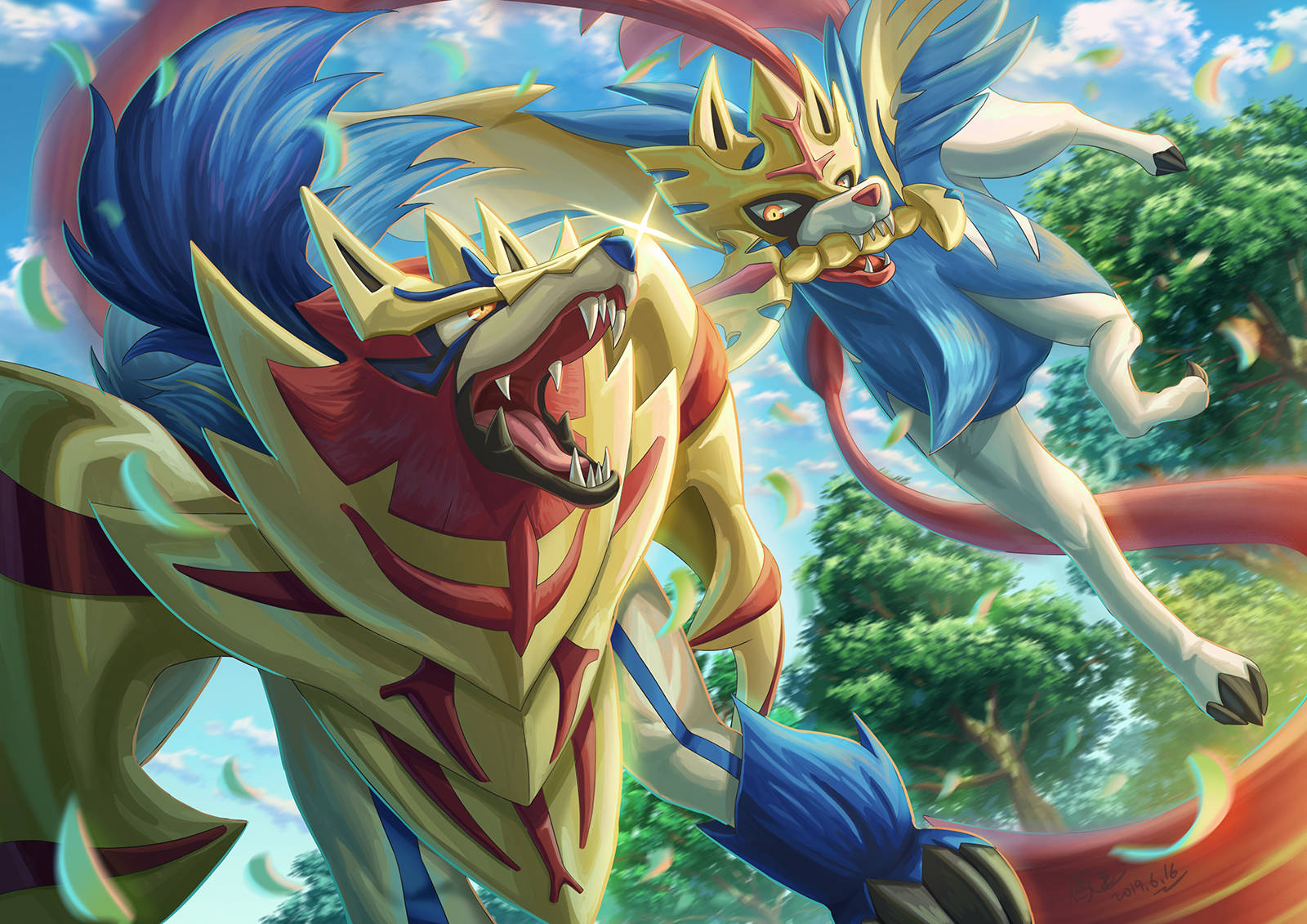 Zamazenta And Zacian From Pokemon Background