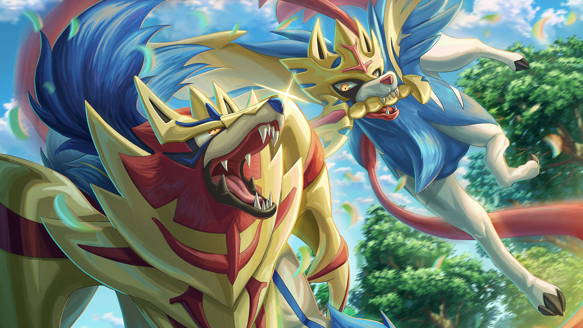 Zamazenta And Zacian In Forest Background