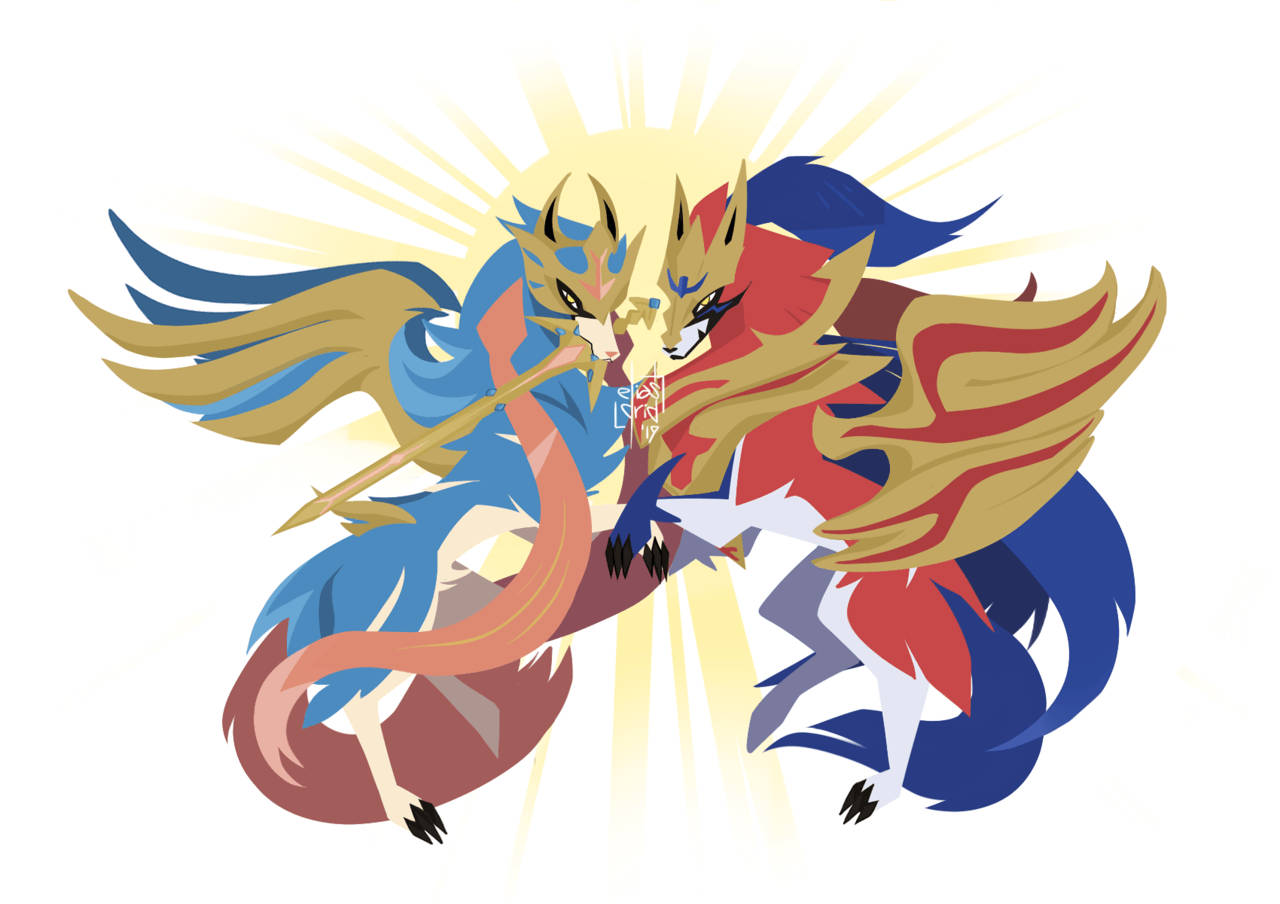 Zamazenta And Zacian Sun Rays Background