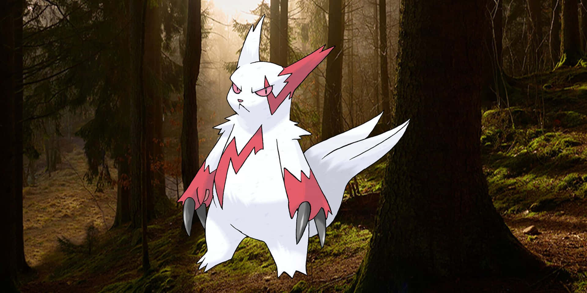 Zangoose In The Dark Forest Background