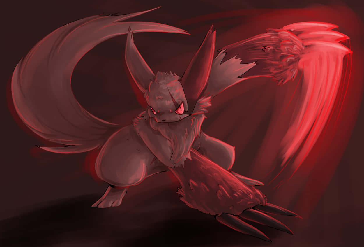 Zangoose On Dark Red Background Background