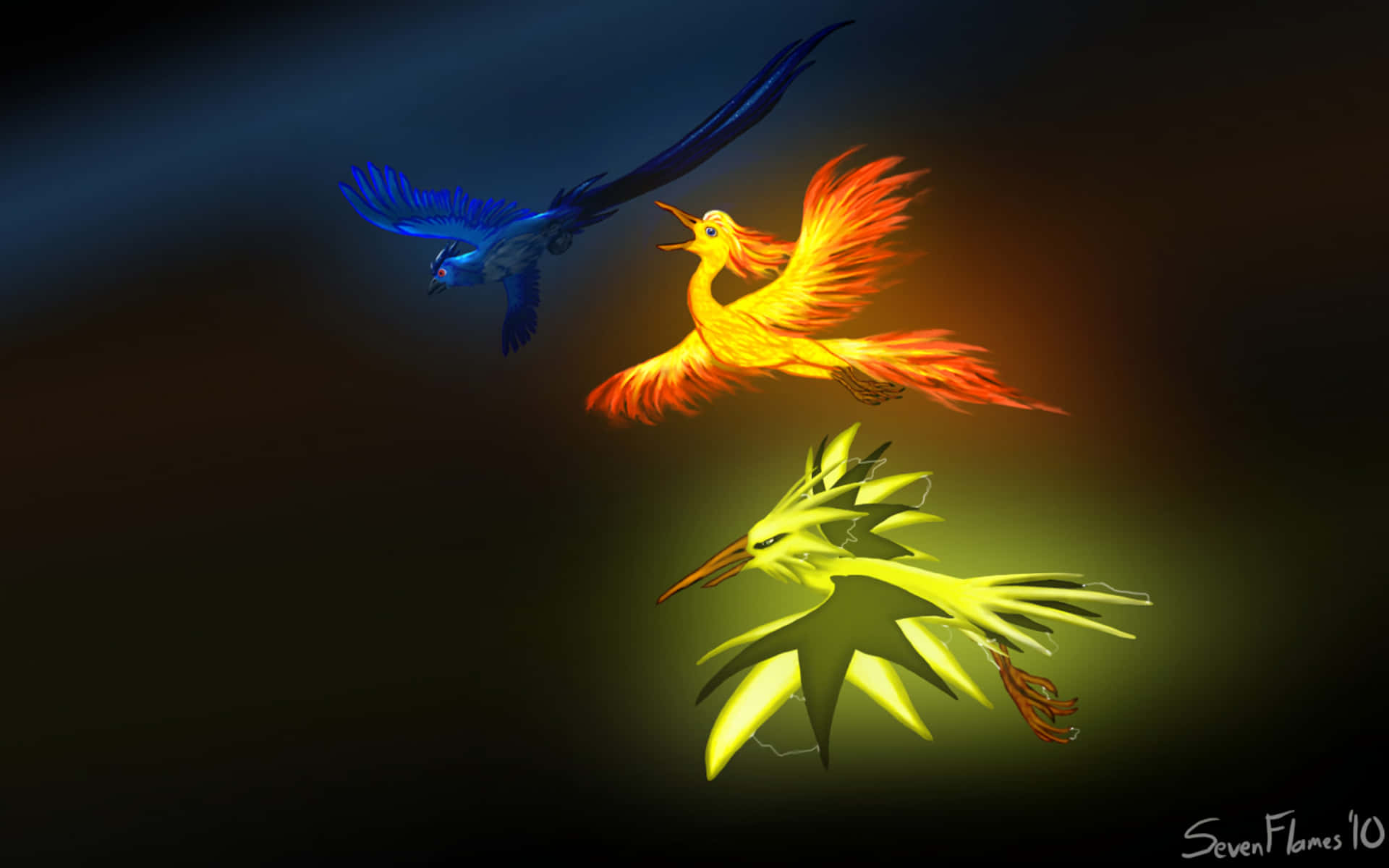 Zapdos With Birds Background