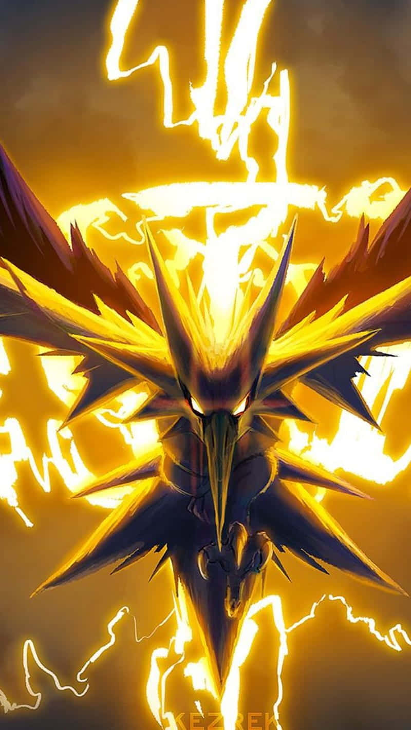 Zapdos With Lightning Bolts Background