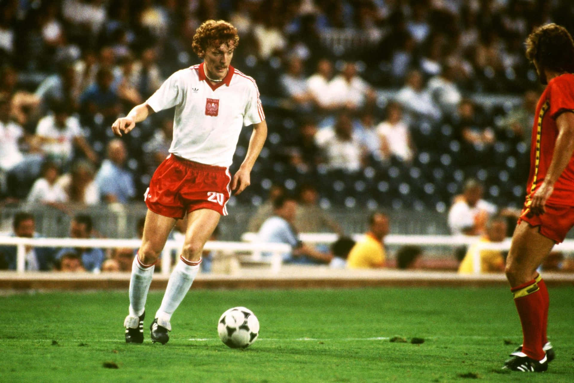 Zbigniew Boniek During Belgium And Poland World Cup Match Background