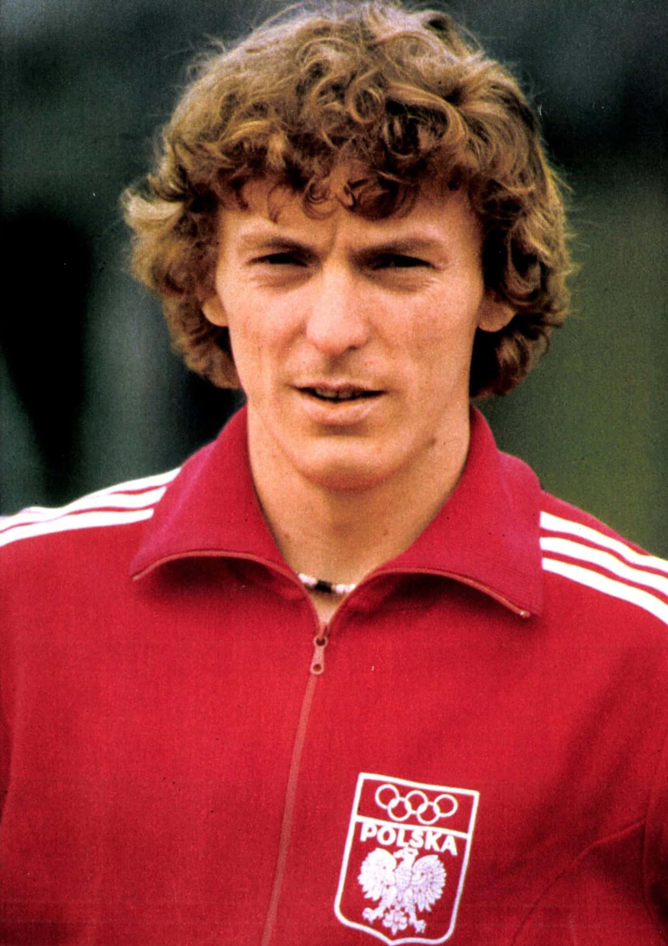 Zbigniew Boniek Red Polish National Team Kit With White Stripes