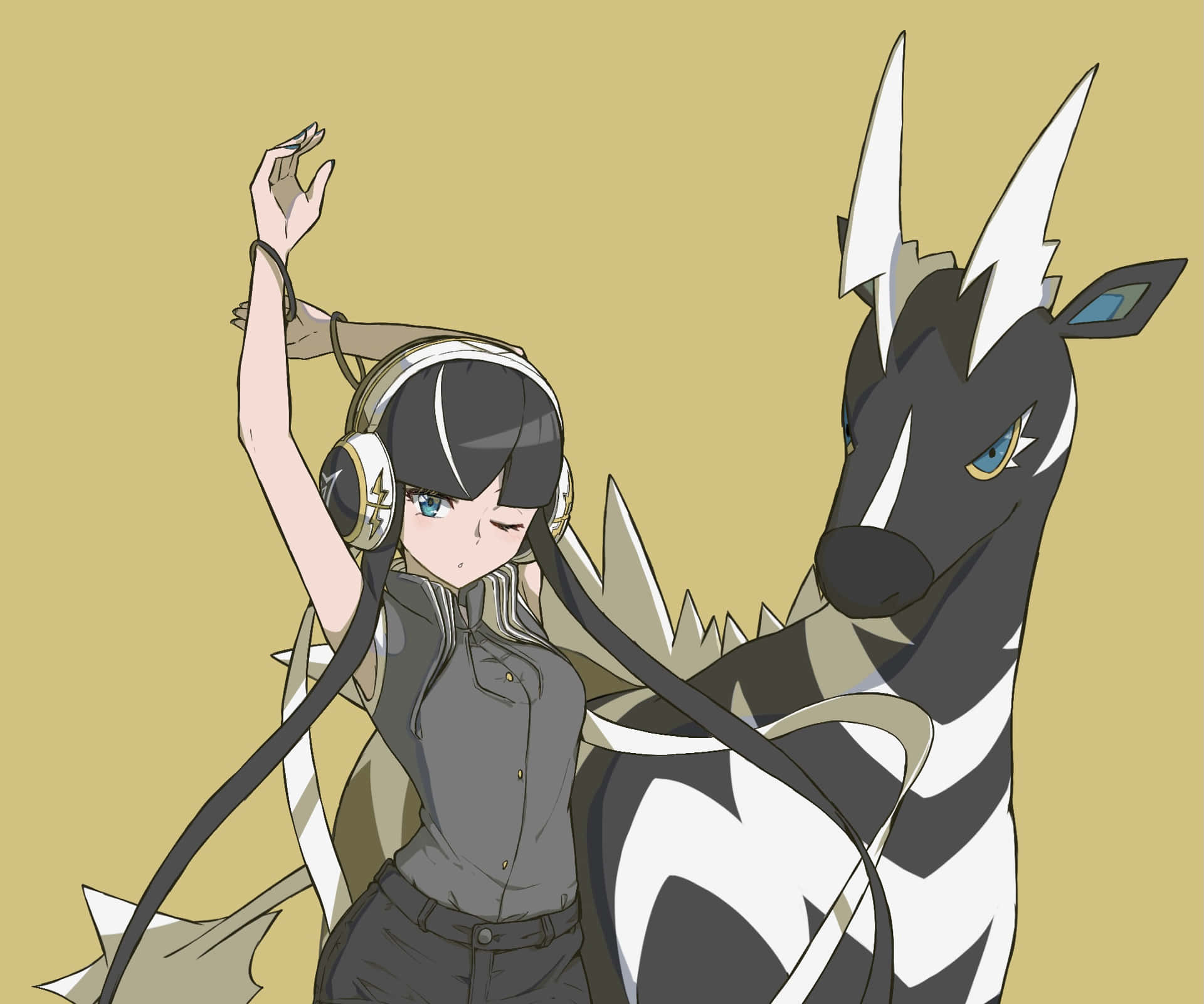 Zebstrika And Elesa Aesthetic Brown Background