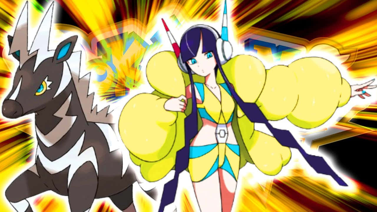 Zebstrika With Gym Leader Elesa Background