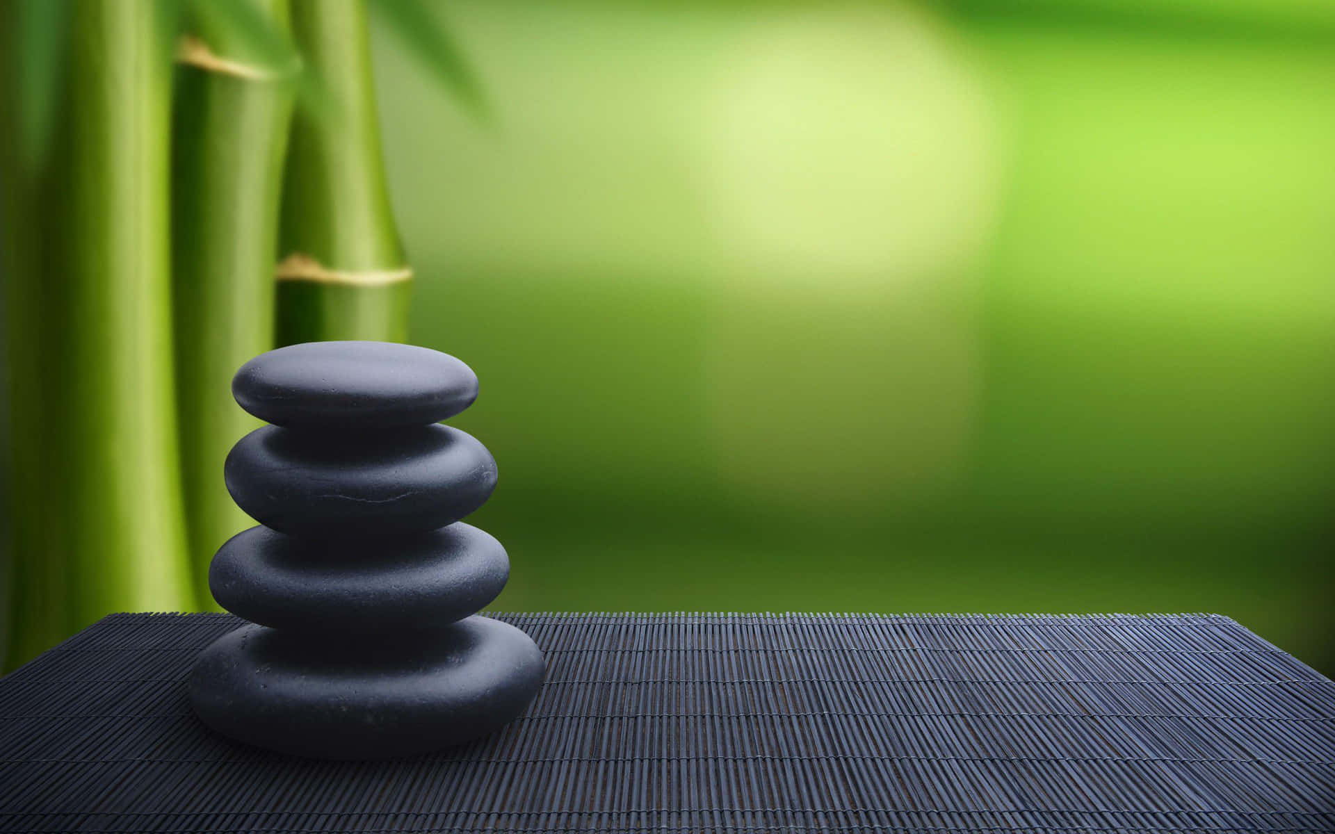 Zen Spa Stones Bamboo Green Background