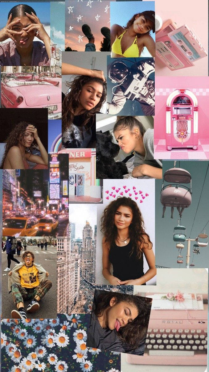 Zendaya Aesthetic Collage Background