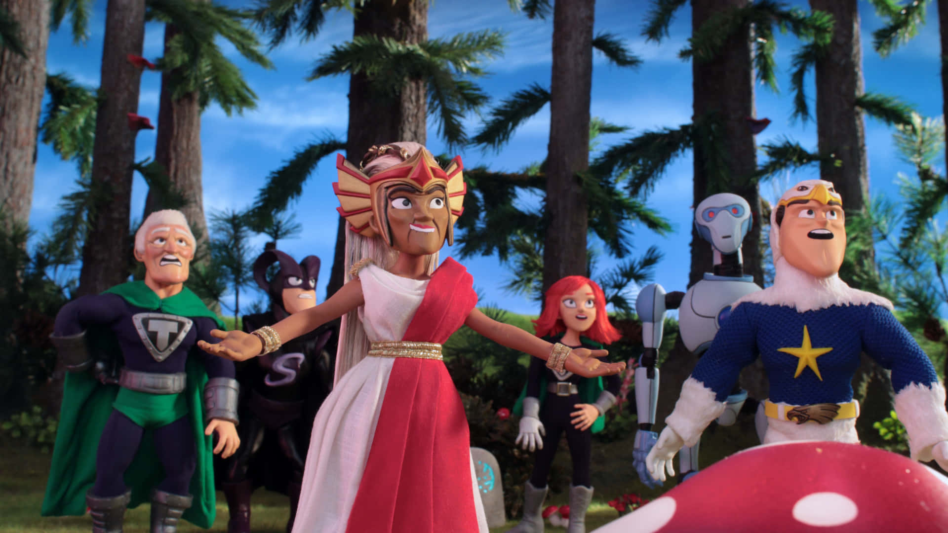 Zenith Posing Heroically In Supermansion Background