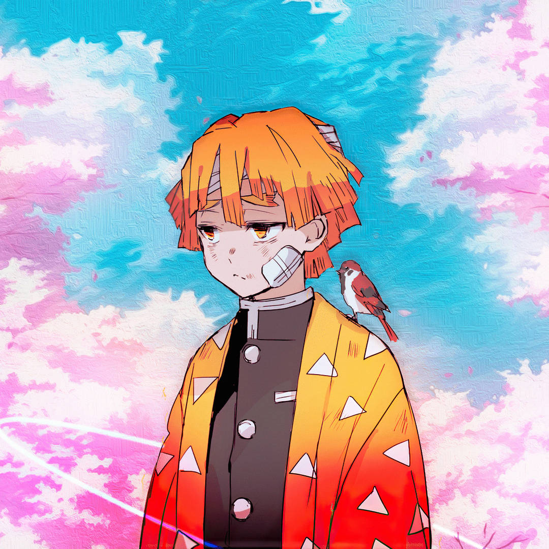 Zenitsu With Cherry Blossoms Demon Slayer Pfp Background