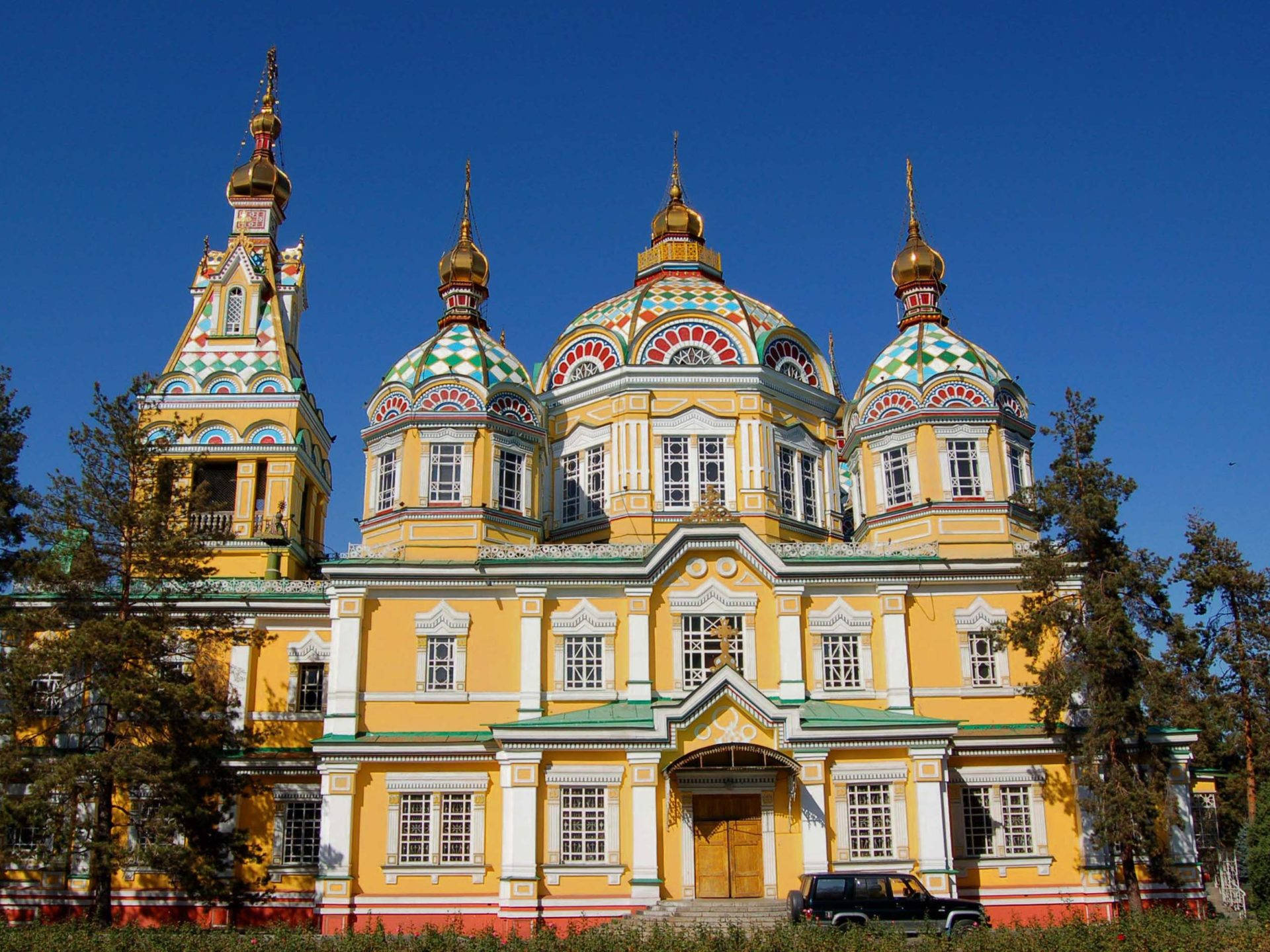 Zenkov Cathedral In Almaty Kazakhstan Background