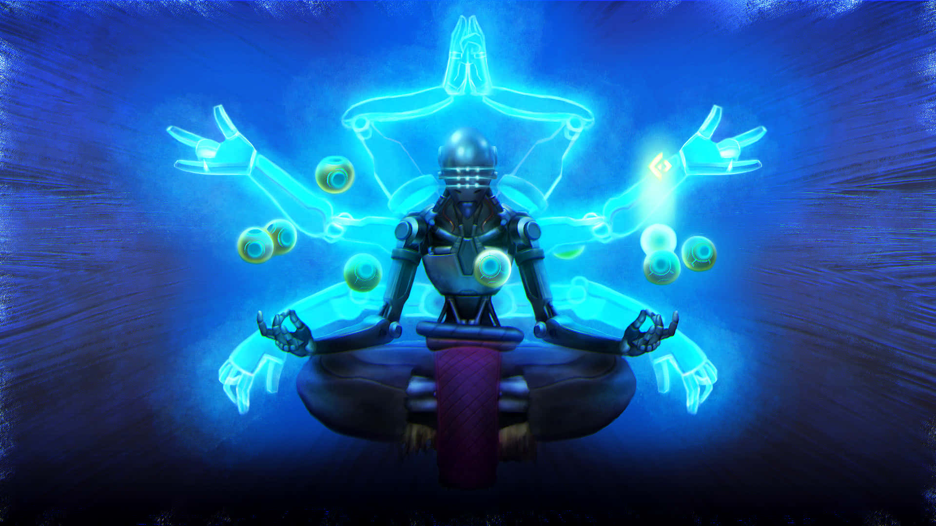 Zenyatta Blue Robe Lotus Position Background