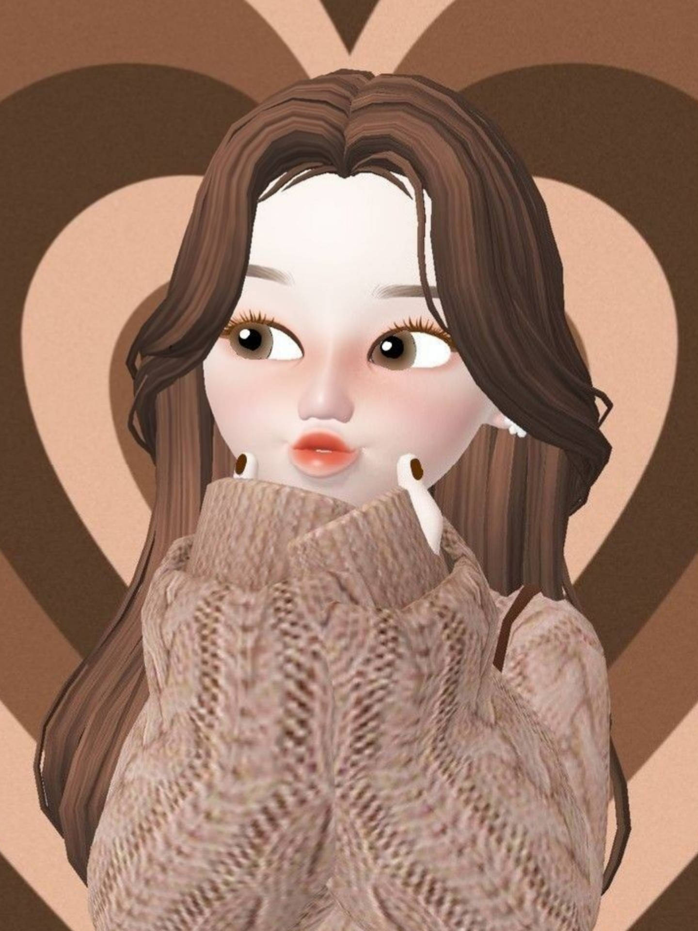 Zepeto Girl In Knitted Sweater Background