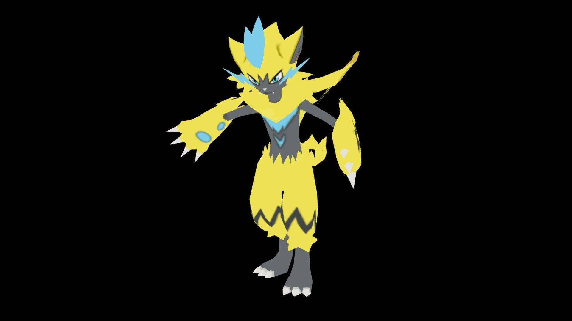 Zeraora Black Background Moving Forward Background