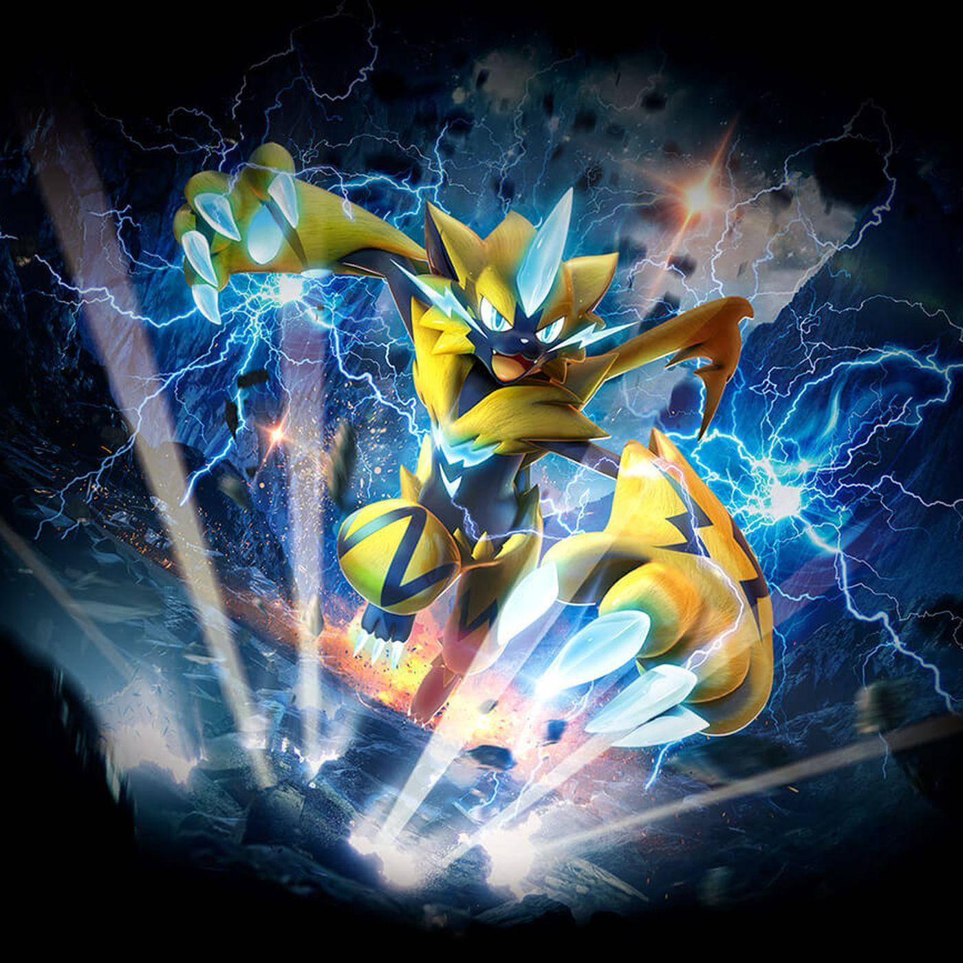 Zeraora Destroying Ground Electric Bolts Background