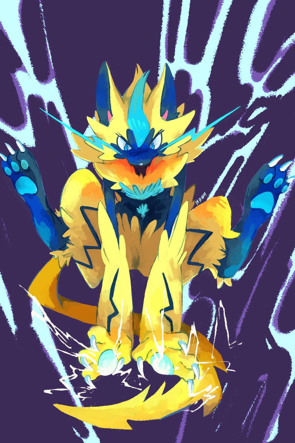 Zeraora Falling Down Attacking Background