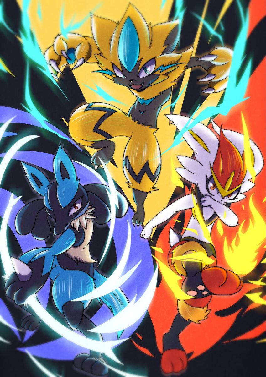 Zeraora Lucario Cinderace Background