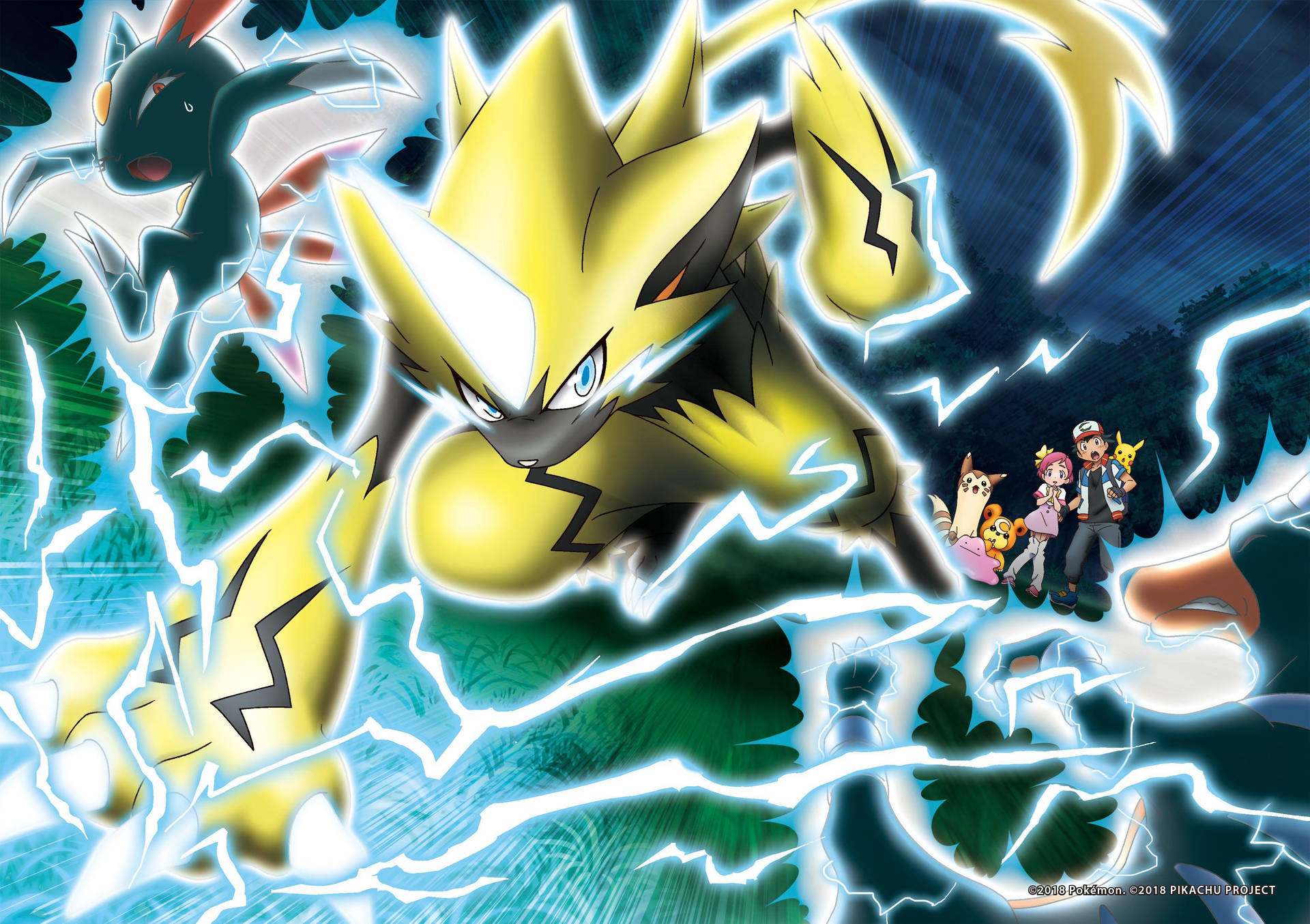 Zeraora Official Movie Art Sneasel Background