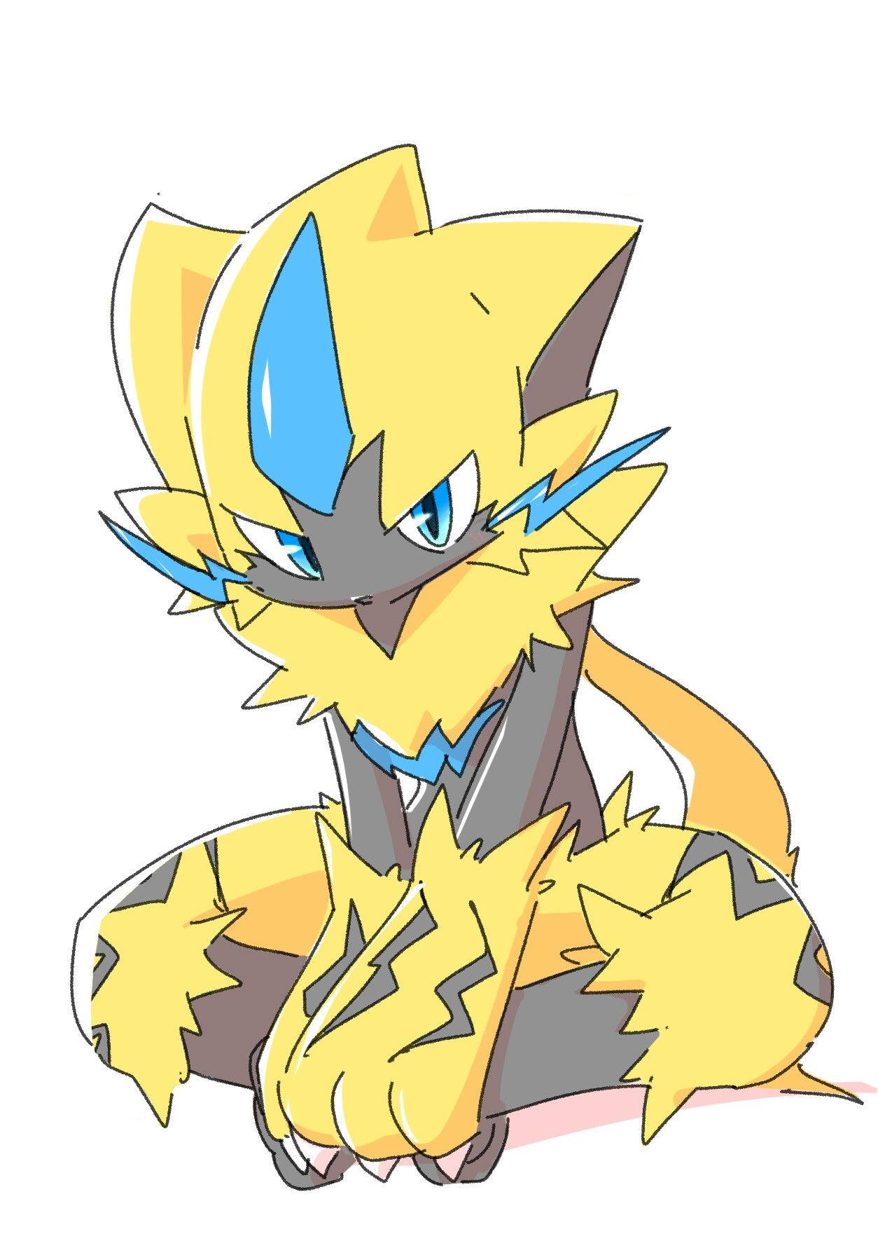 Zeraora Sitting Looking Sad Background