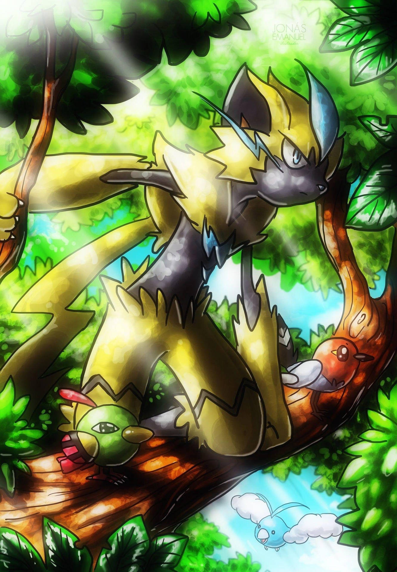 Zeraora Standing On Branch